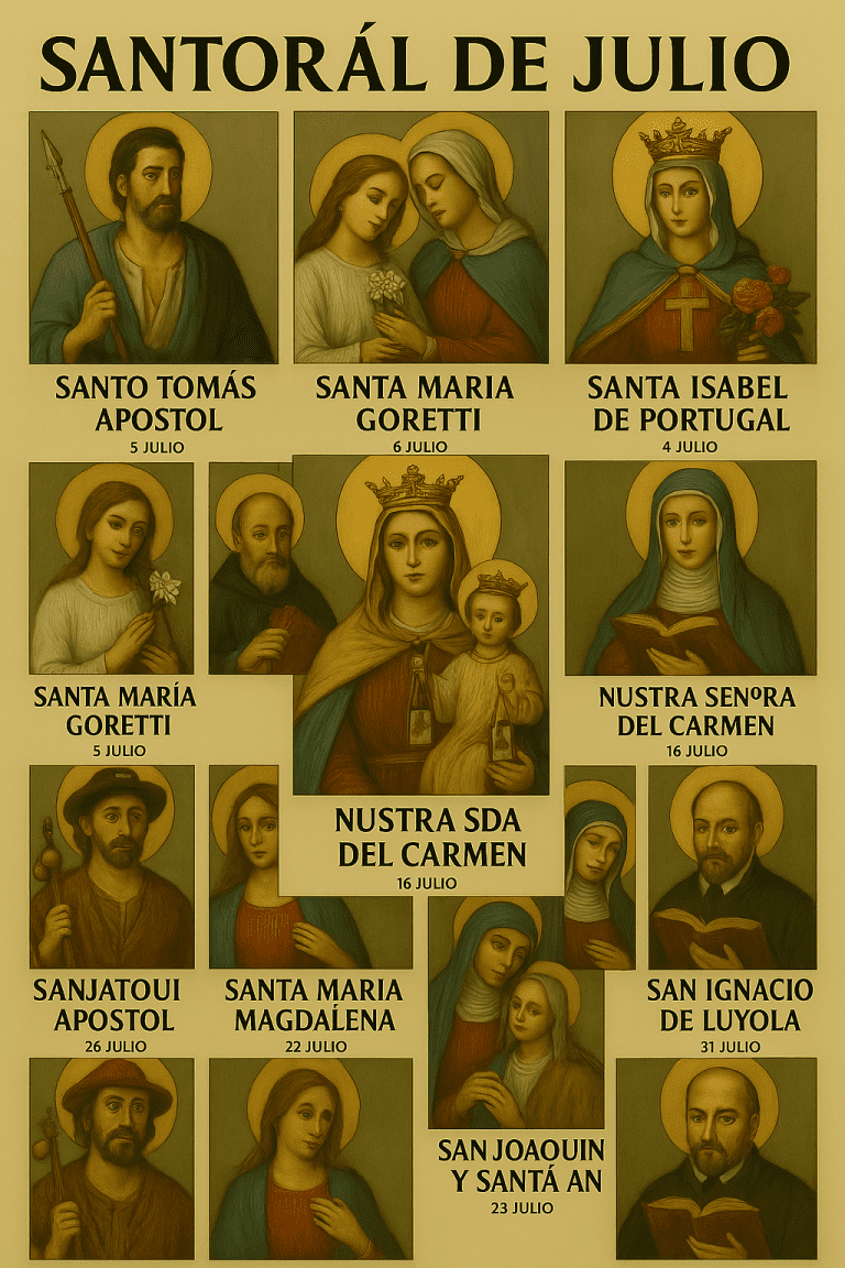 📅 Santoral Y Fiestas Católicas del Mes de Julio 2025