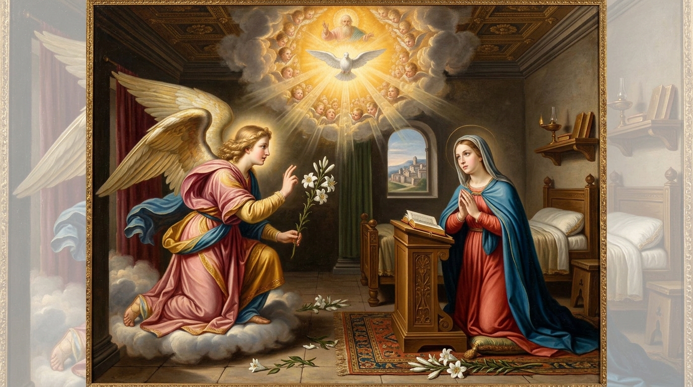 Oración del Ángelus católico, Anunciación y Encarnación del Hijo de Dios