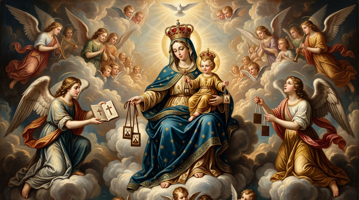 Virgen del Carmen con el Niño Jesús y el Santo Escapulario carmelita